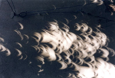 Projektionen während einer Sonnenfinsternis 1999